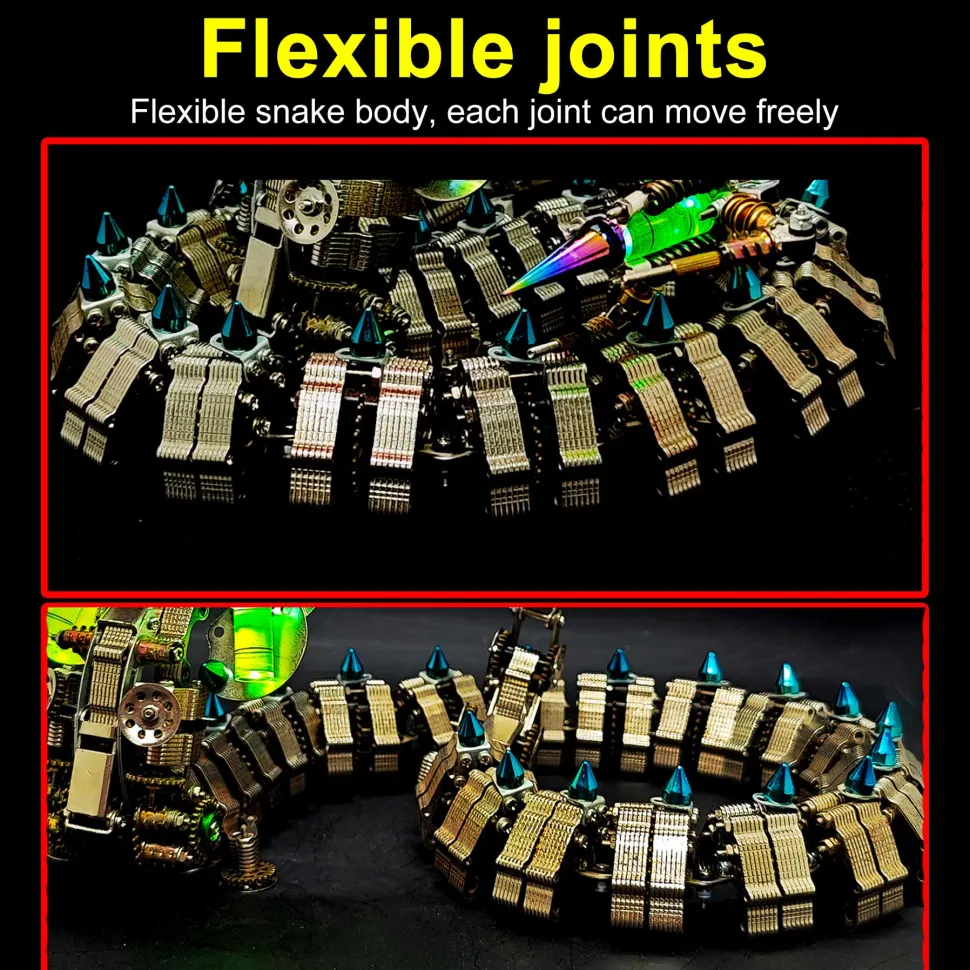 3D Metal DIY Mechanical Cobra Snake Model Realistic Mechanical Kit Creative Gift 1000PCS+