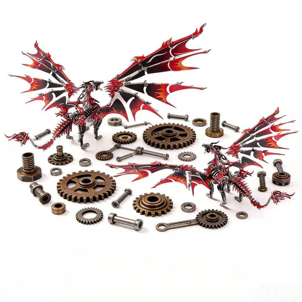 3D Metal DIY Mechanical Fire-Breathing Dragon Model Kit, Creative Trendy Display-200+PCS
