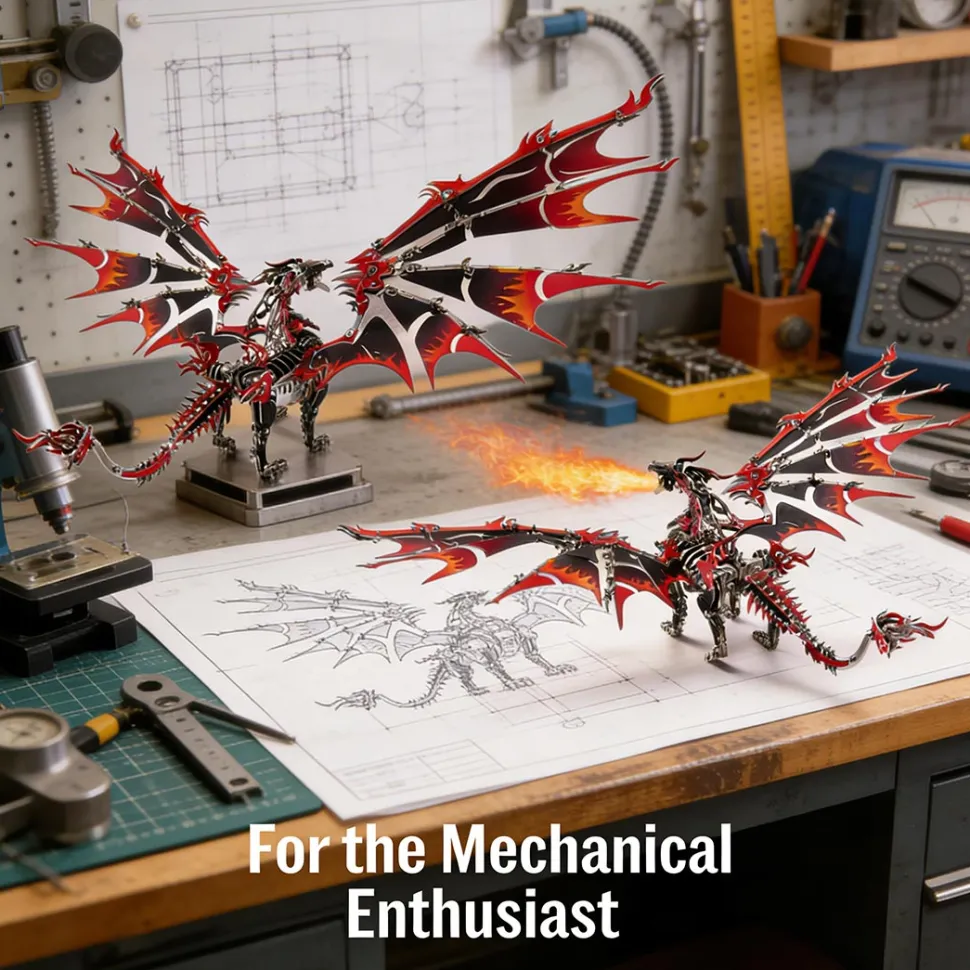 3D Metal DIY Mechanical Fire-Breathing Dragon Model Kit, Creative Trendy Display-200+PCS
