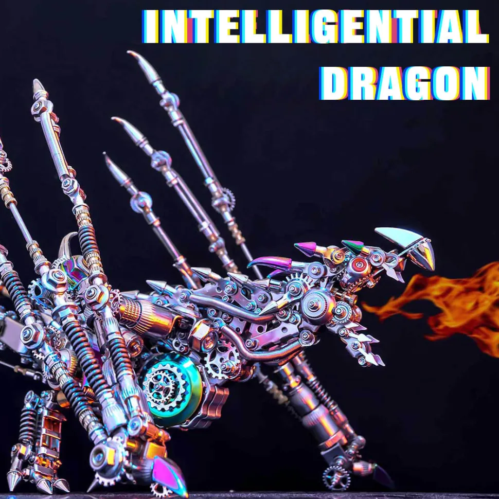 3D Metal Intelligential Dragon Model DIY Assembly Model-1390+PCS