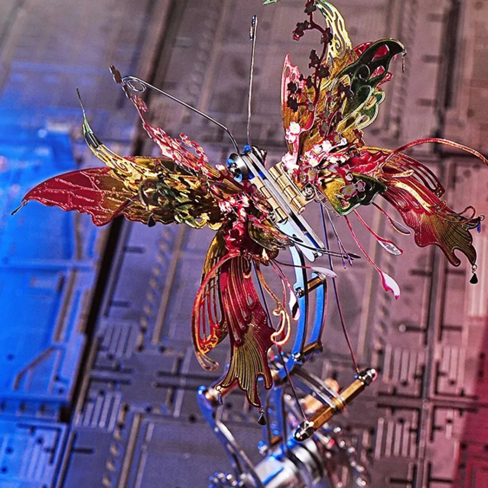 3D Metal Mechanical Butterfly Assembly Model Kit with Mechanical Transmission