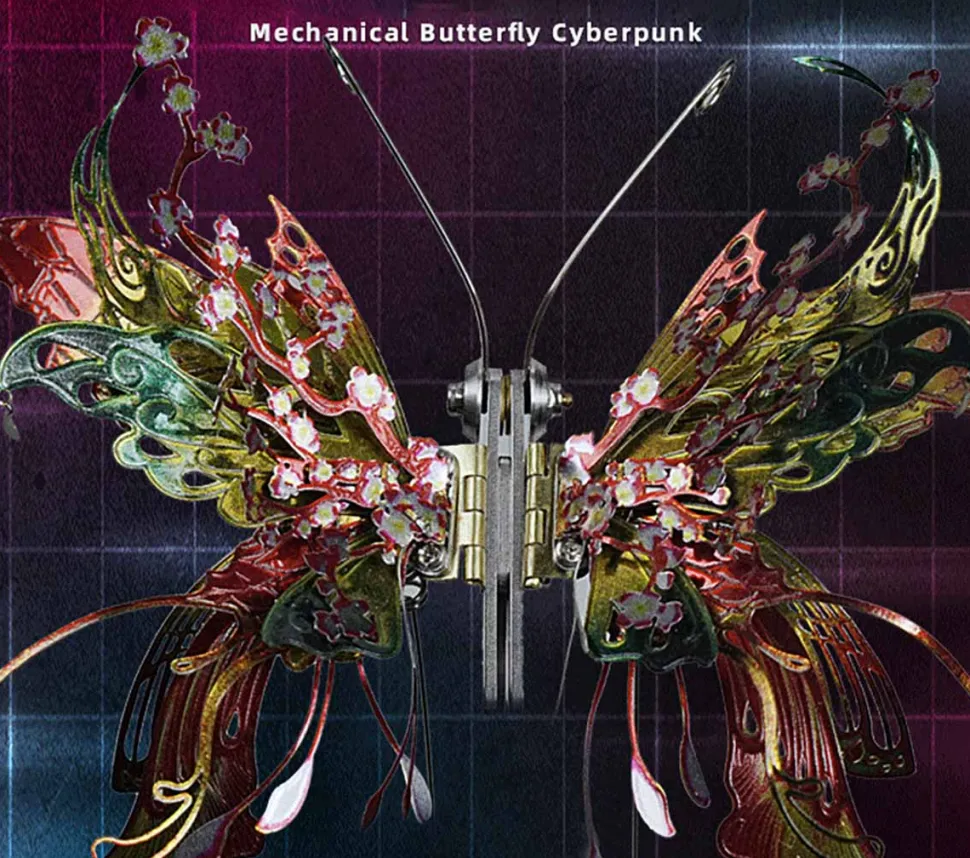 3D Metal Mechanical Butterfly Assembly Model Kit with Mechanical Transmission