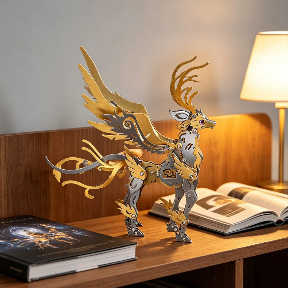 3D Metal Mechanical Deer DIY Assembly Model Kit, Futuristic Desktop for Adults and Collectors