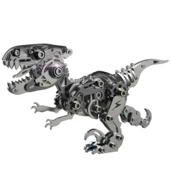 3D Metal Mechanical Dinosaur Model Kit DIY Velociraptor Assembly Model - 160PCS