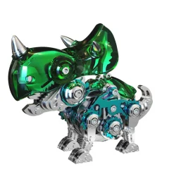 3D Metal Mechanical Dinosaur Model Kit DIY Triceratops Assembly Model - 160PCS