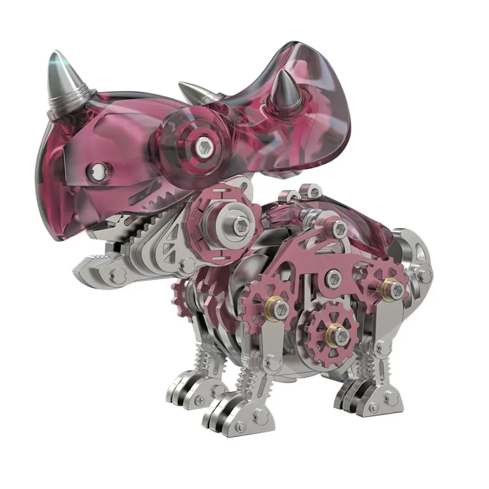 3D Metal Mechanical Dinosaur Model Kit DIY Triceratops Assembly Model - 160PCS