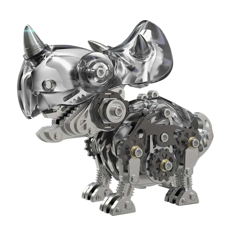 3D Metal Mechanical Dinosaur Model Kit DIY Triceratops Assembly Model - 160PCS