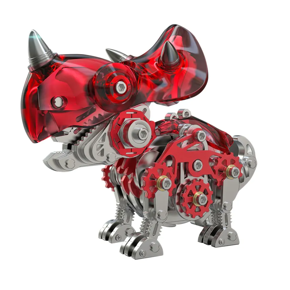 3D Metal Mechanical Dinosaur Model Kit DIY Triceratops Assembly Model - 160PCS