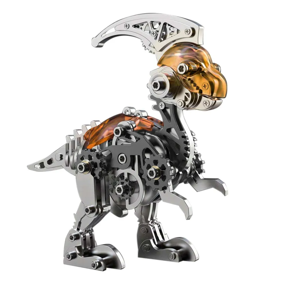 3D Metal Mechanical Dinosaur Model Kit DIY Parasaurolophus Assembly Model - 160PCS