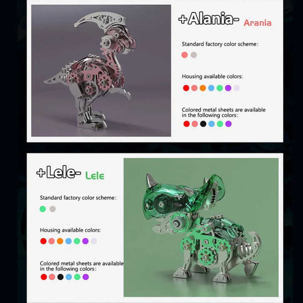 3D Metal Mechanical Dinosaur Model Kit DIY Parasaurolophus Assembly Model - 160PCS