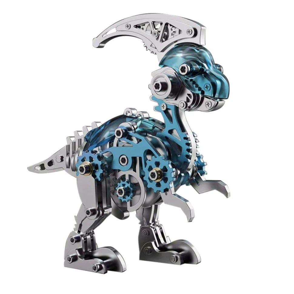 3D Metal Mechanical Dinosaur Model Kit DIY Parasaurolophus Assembly Model - 160PCS