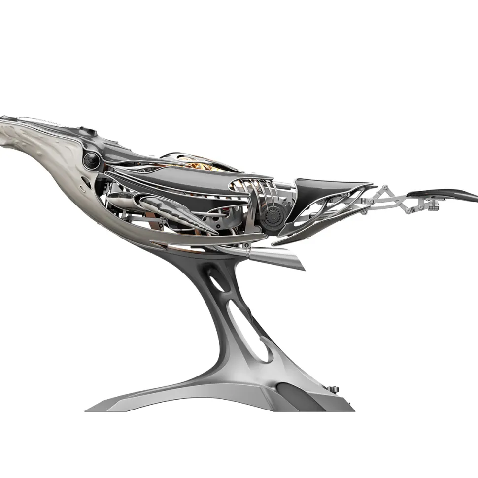 3D Metal Mechanical Humpback Whale Model Kit– DIY Marine Creature Assembly Puzzle Toy