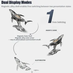 3D Metal Mechanical Humpback Whale Model Kit– DIY Marine Creature Assembly Puzzle Toy