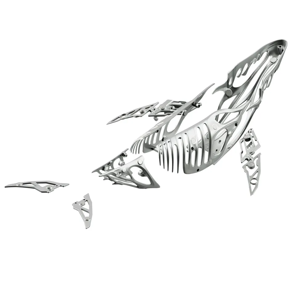 3D Metal Mechanical Humpback Whale Model Kit– DIY Marine Creature Assembly Puzzle Toy