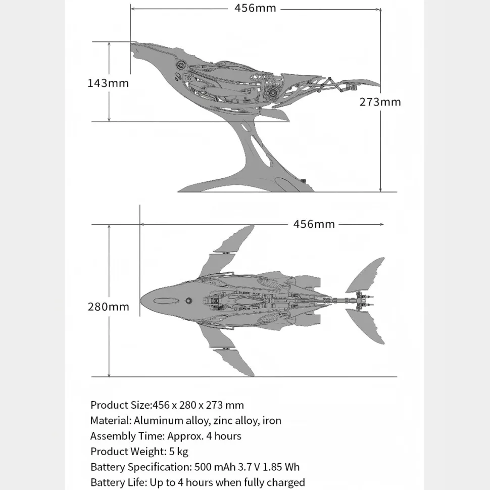 3D Metal Mechanical Humpback Whale Model Kit– DIY Marine Creature Assembly Puzzle Toy