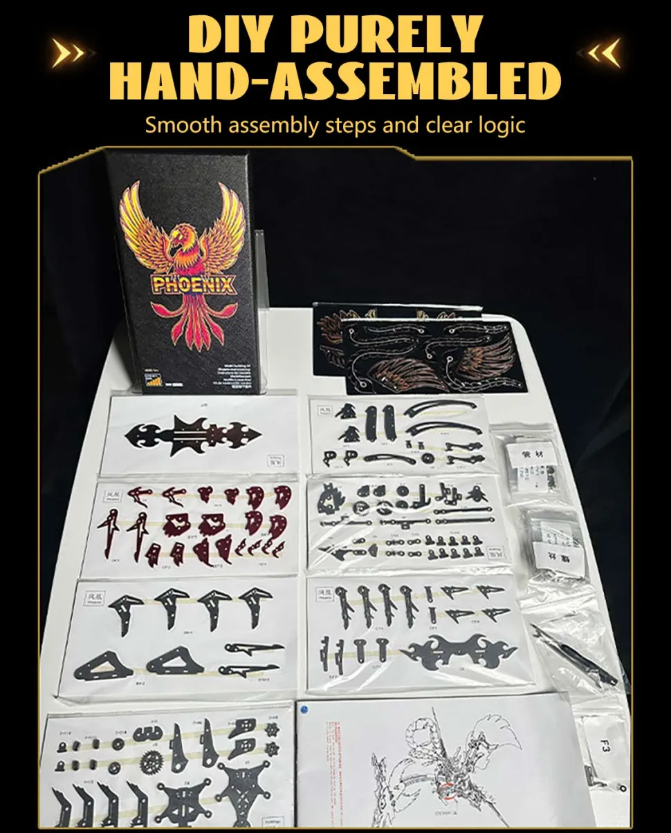 3D Metal Mechanical Phoenix Assembly Model Kit with Mechanical Transmission