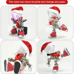 3D Metal Mechanical Punk Guitarist Robot Christmas Colorful Ambient Lamp Model Assembly Kit for Kids, Teens, and Adults-366PCS