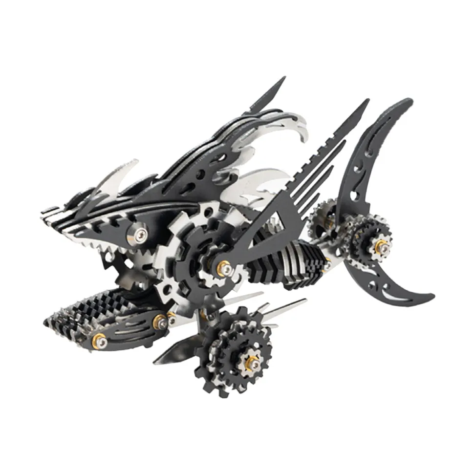 3D Metal Mechanical Sawtooth Shark Assembly Model Kit