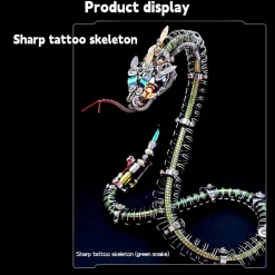 3D Metal Mechanical Spiky Blue-Green Snake Assembly Model Kit-500+PCS