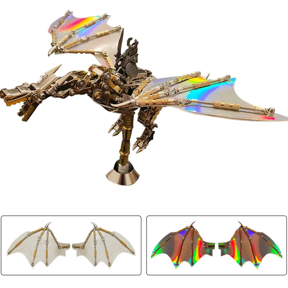 3D Metal Mechanical Steampunk Fly Dragon Crafts DIY Assembly Model Kit Art Device-600PCS+