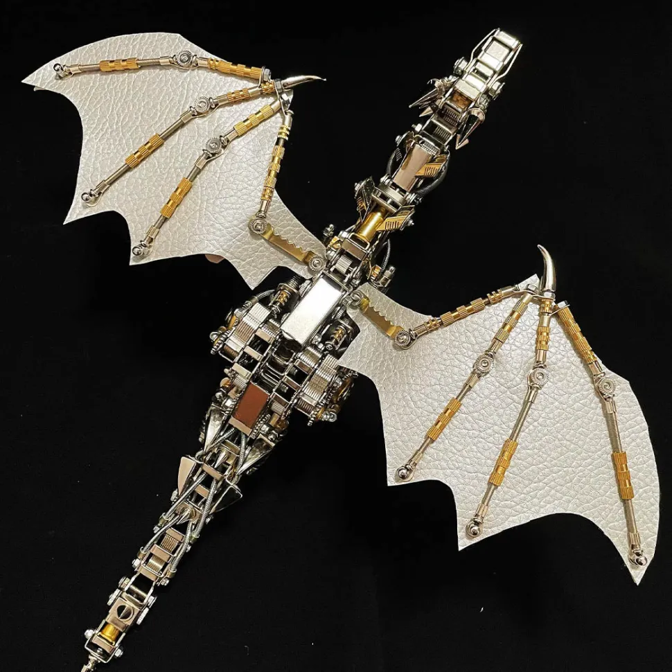 3D Metal Mechanical Steampunk Fly Dragon Crafts DIY Assembly Model Kit Art Device-600PCS+