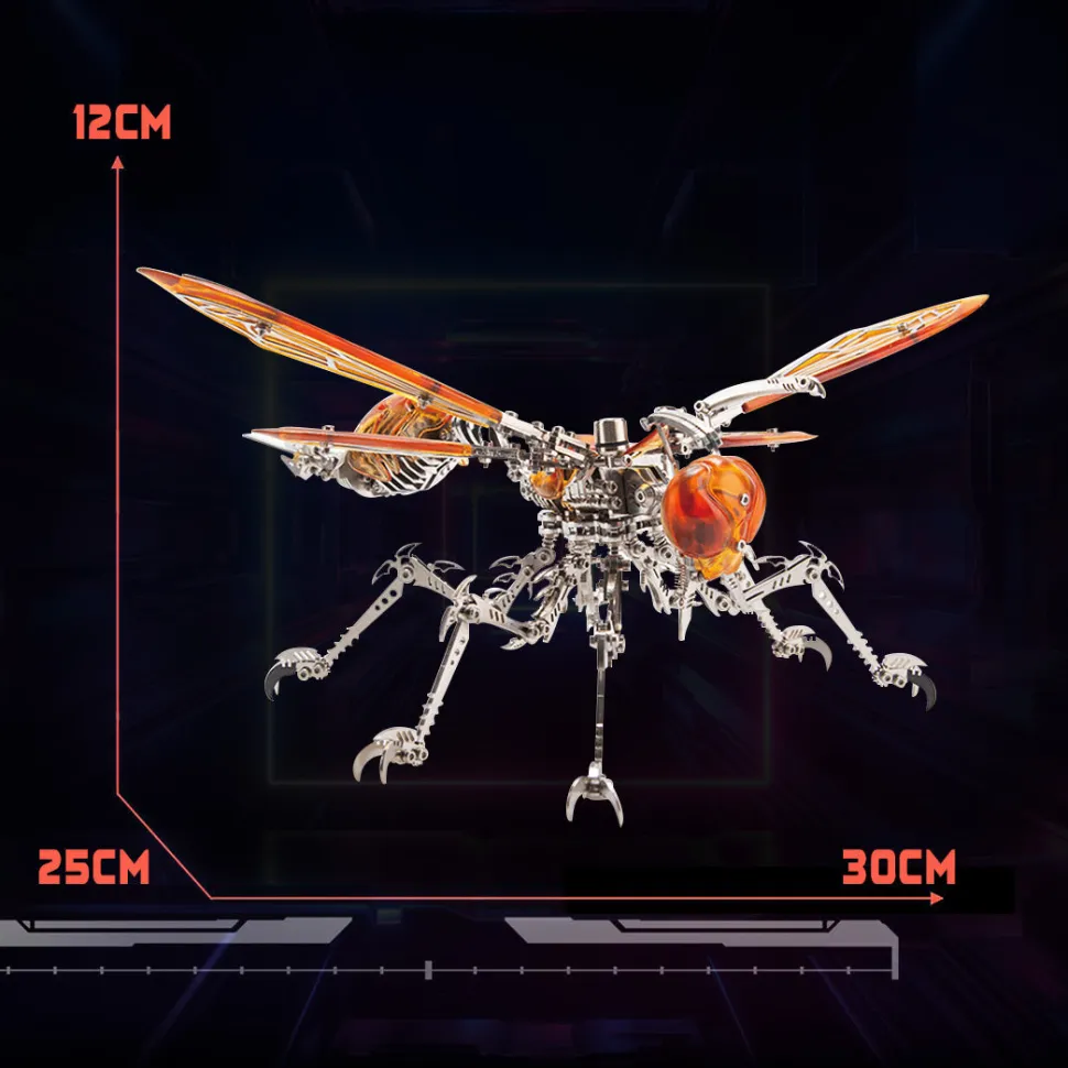 3D Metal Mechanical Wasp Puzzle Model Kit with LED Lights