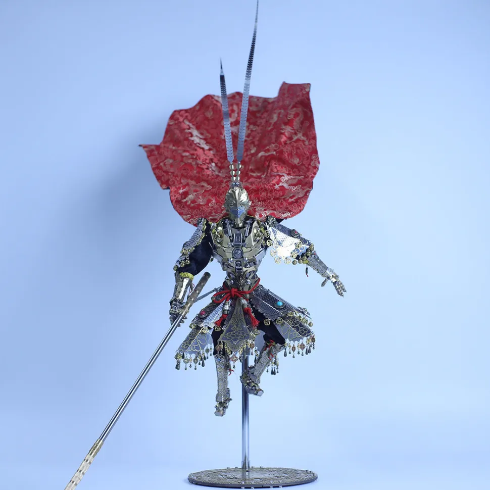 3D Metal Monkey King Sun Wukong Mecha Model Kit, DIY Assembly Collectible Figure with Cloak and Staff, Articulated Desktop Display for Adults (2600+PCS)