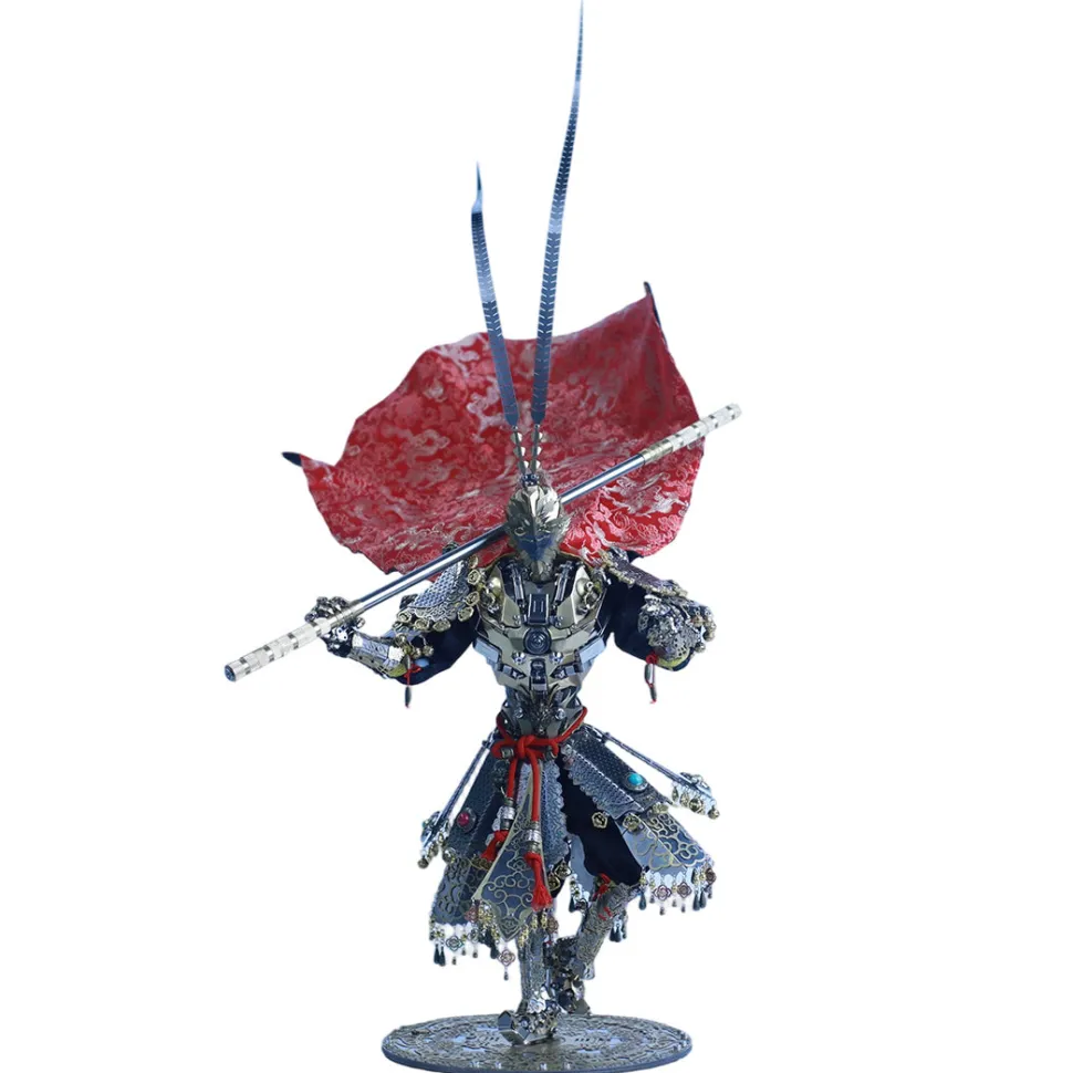 3D Metal Monkey King Sun Wukong Mecha Model Kit, DIY Assembly Collectible Figure with Cloak and Staff, Articulated Desktop Display for Adults (2600+PCS)