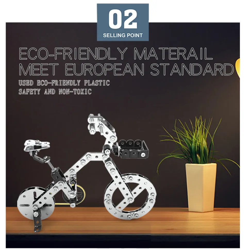 3D Metal Puzzle Bicycle Assembly Kit DIY Model Toys Kit Adults Kids -191PCS