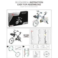 3D Metal Puzzle Bicycle Assembly Kit DIY Model Toys Kit Adults Kids -191PCS