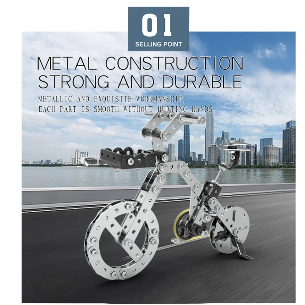 3D Metal Puzzle Bicycle Assembly Kit DIY Model Toys Kit Adults Kids -191PCS