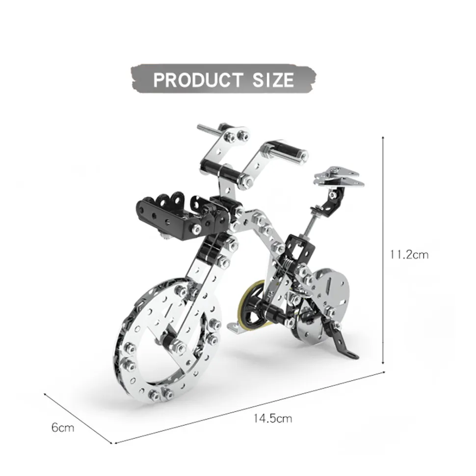 3D Metal Puzzle Bicycle Assembly Kit DIY Model Toys Kit Adults Kids -191PCS