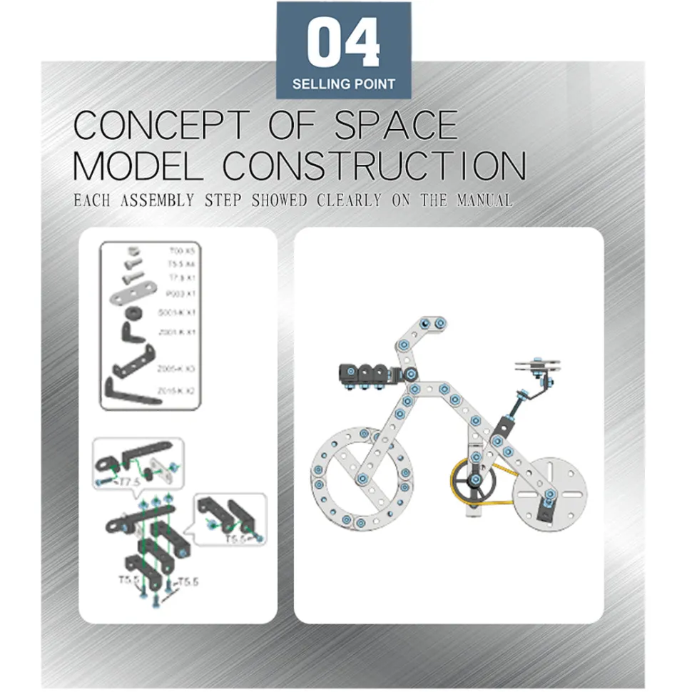 3D Metal Puzzle Bicycle Assembly Kit DIY Model Toys Kit Adults Kids -191PCS