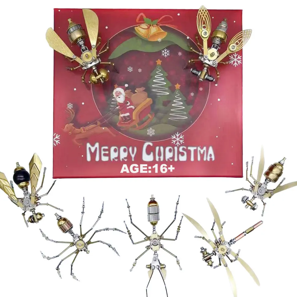 3D Metal Puzzle DIY Mini Steampunk Small Insects Metal Assembly Model Kits Christmas Set