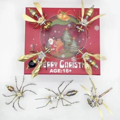 3D Metal Puzzle DIY Mini Steampunk Small Insects Metal Assembly Model Kits Christmas Set