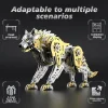 3D Metal Puzzle Mechanical Wolf Kit-Steampunk Creature Model with Movable Joints, Desktop Display Collectible Mechanical Figure