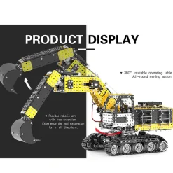 3D Metal Puzzle RC Excavator Model Kit 2.4G 12CH Metal Simulation of Alloy Excavator Construction Vehicle Model Construction-2544PCS