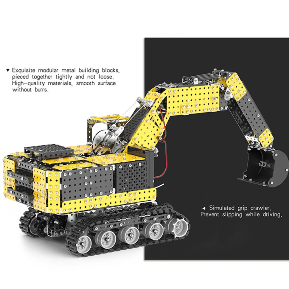 3D Metal Puzzle RC Excavator Model Kit 2.4G 12CH Metal Simulation of Alloy Excavator Construction Vehicle Model Construction-2544PCS