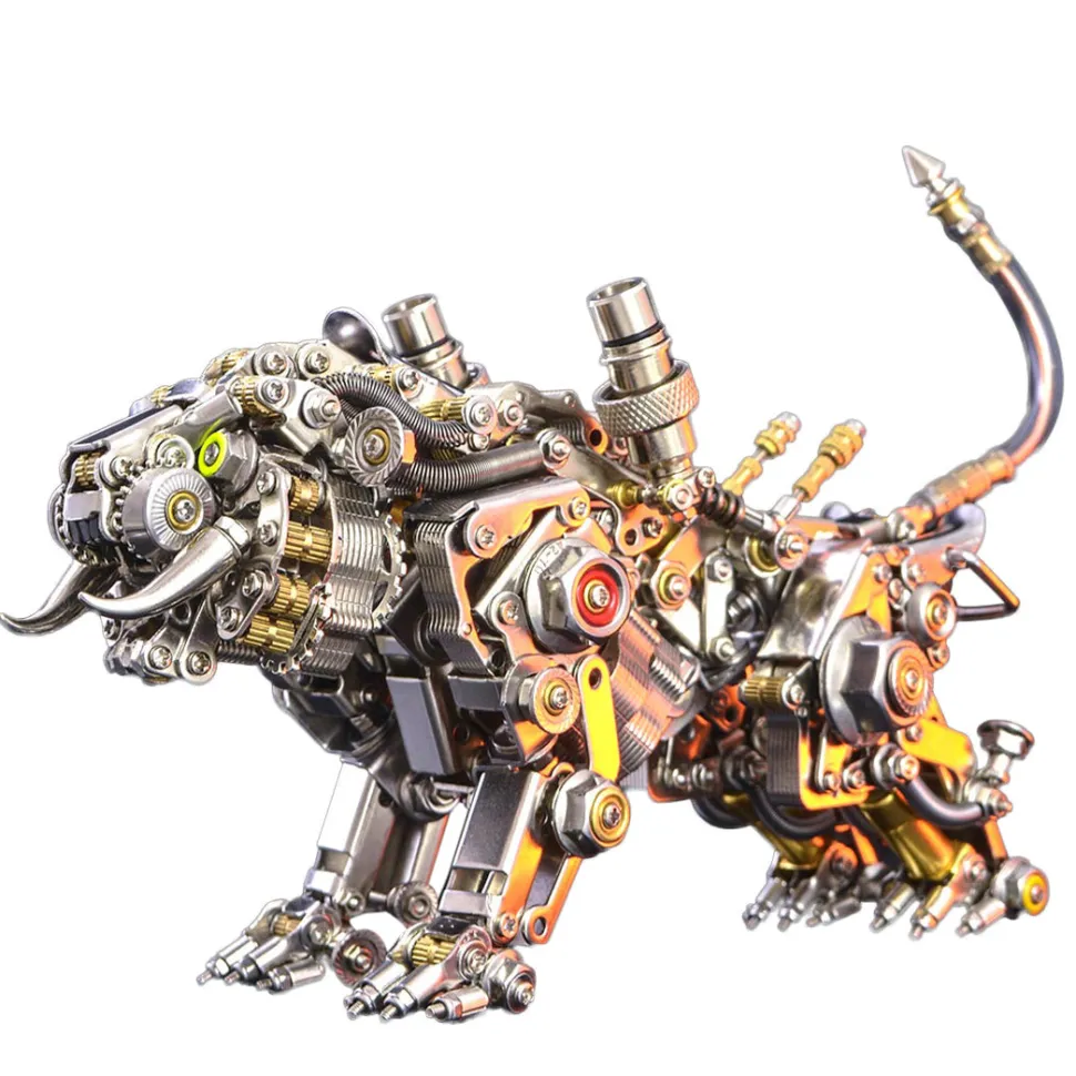 3D Metal Puzzle Tiger Model Kit Bengal Tiger and Smilodon with Wing-700PCS+