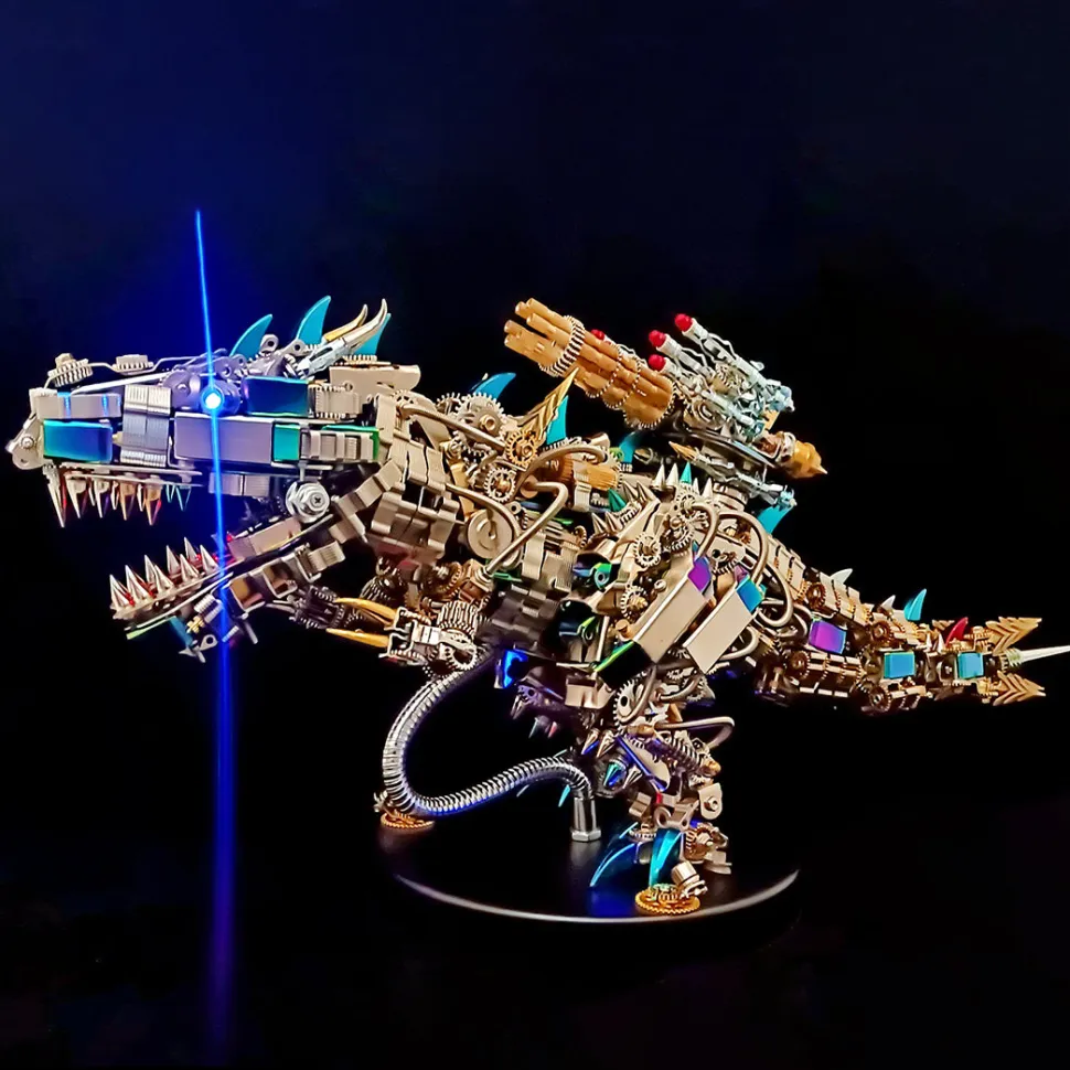 3D Metal Rex Dinosaur Mechanical Puzzle DIY Assembly Model Kit - 2500PCS+55cm Height