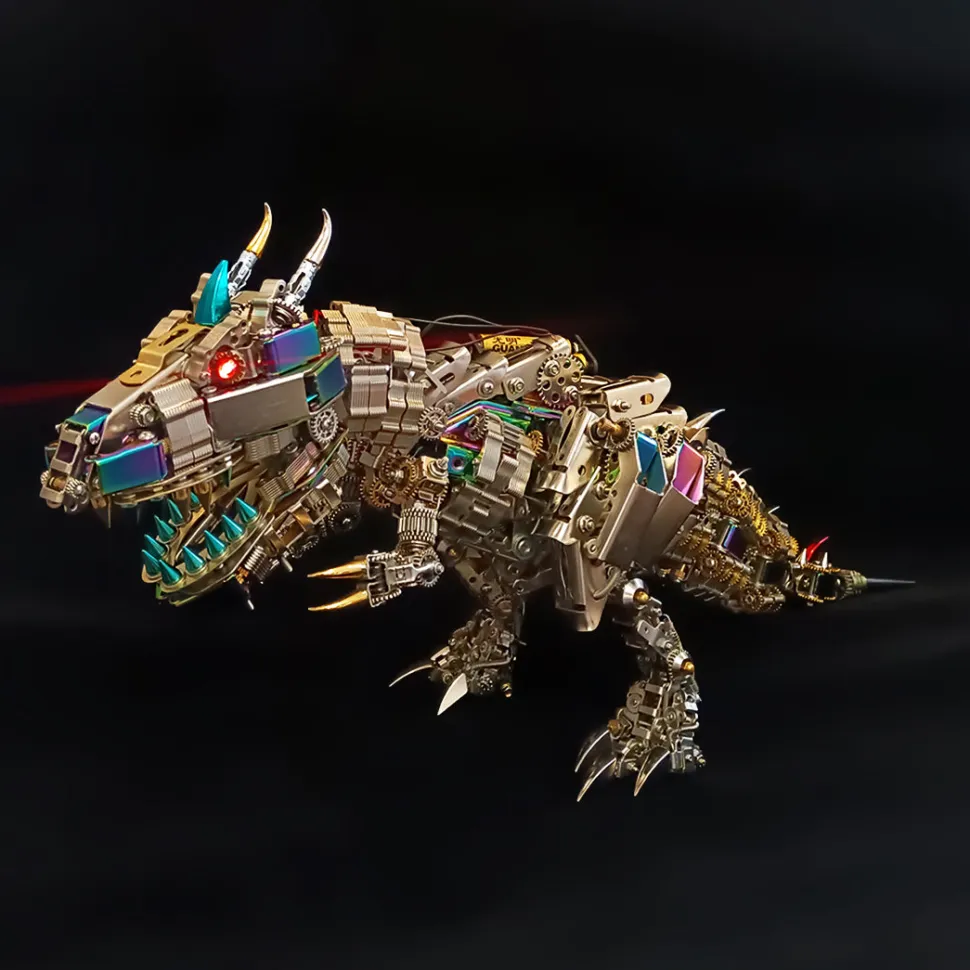 3D Metal Rex Dinosaur Mechanical Puzzle DIY Assembly Model Kit - 2500PCS+55cm Height