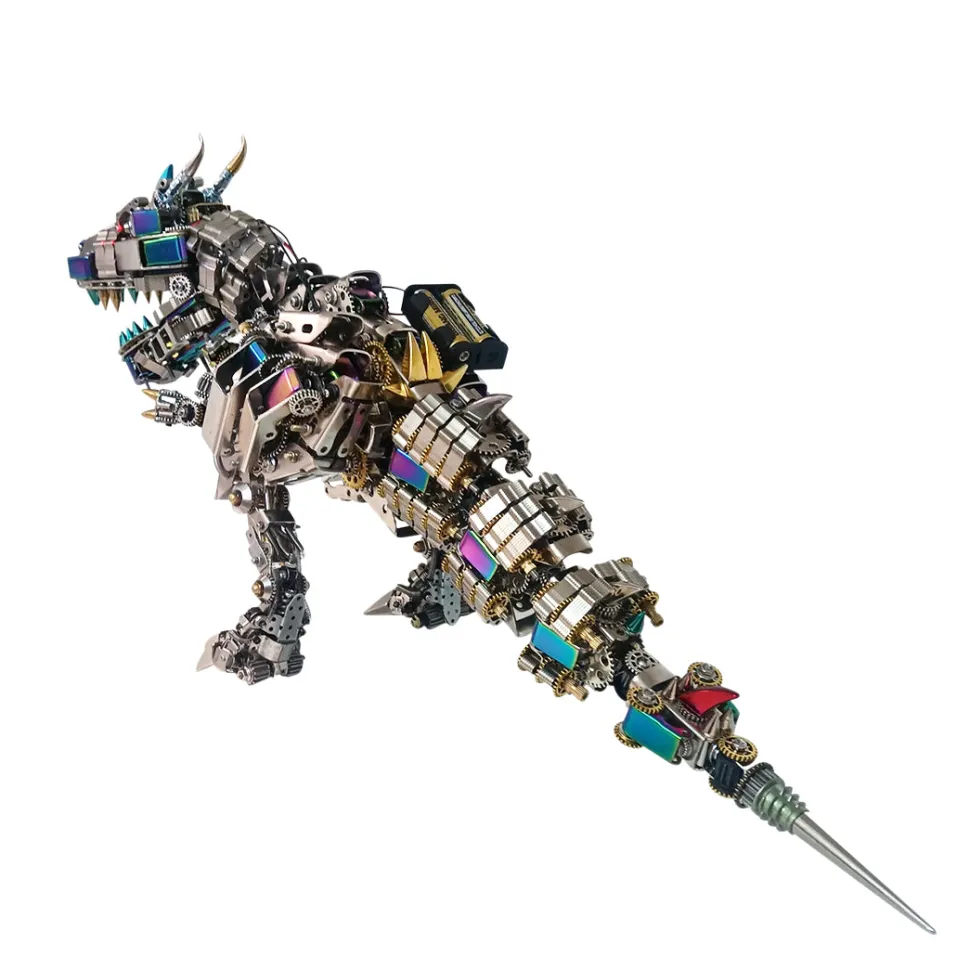 3D Metal Rex Dinosaur Mechanical Puzzle DIY Assembly Model Kit - 2500PCS+55cm Height