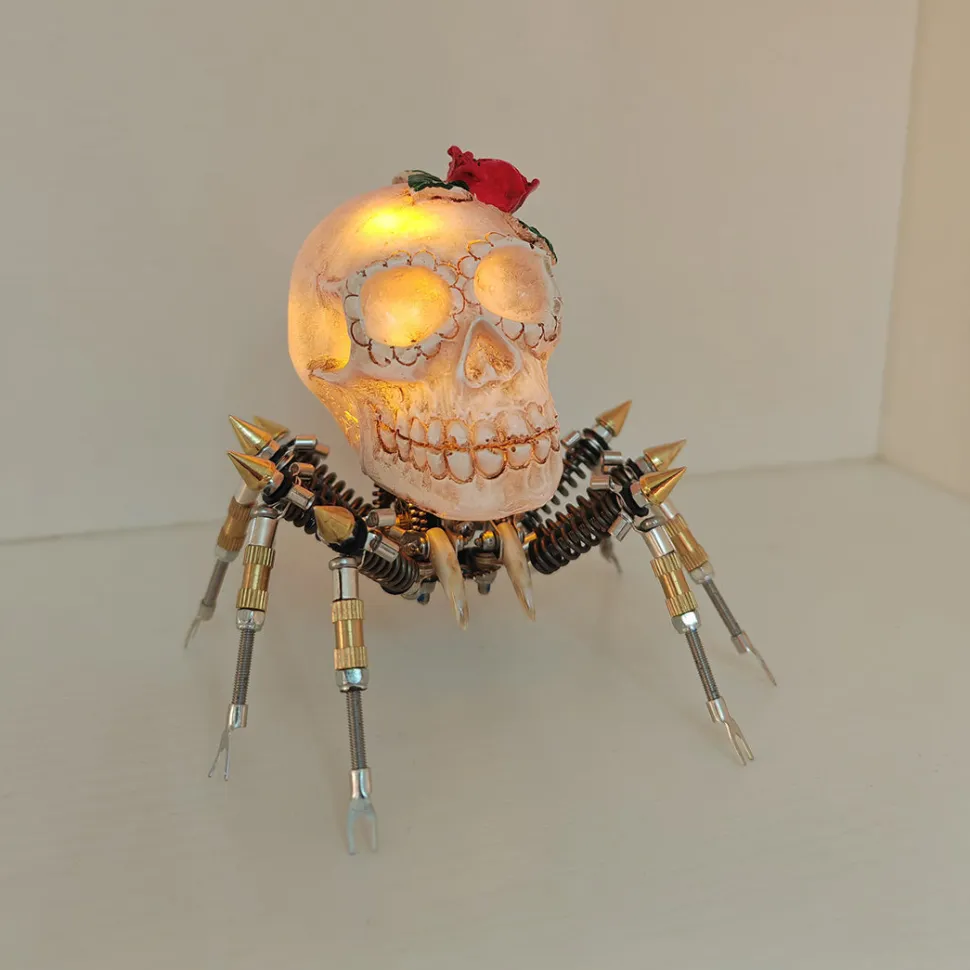 3D Metal Skull Spider Night Light Assembly Model Kit