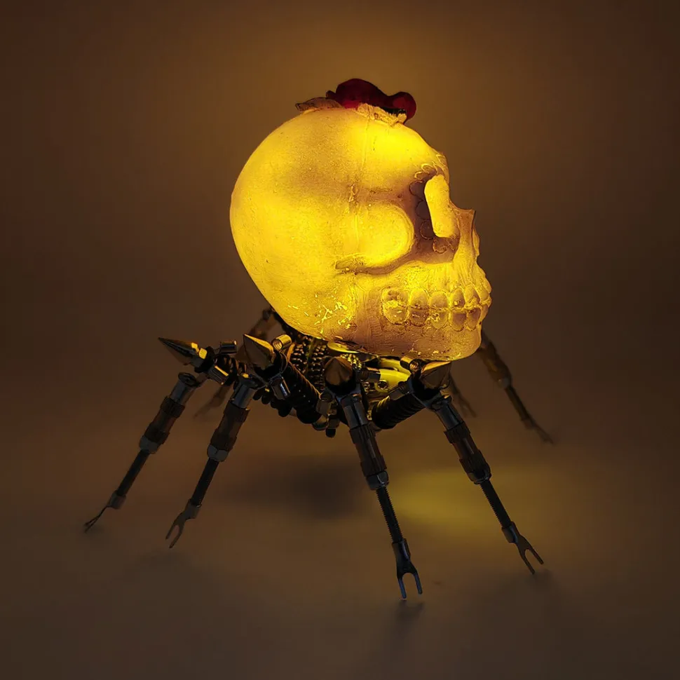 3D Metal Skull Spider Night Light Assembly Model Kit