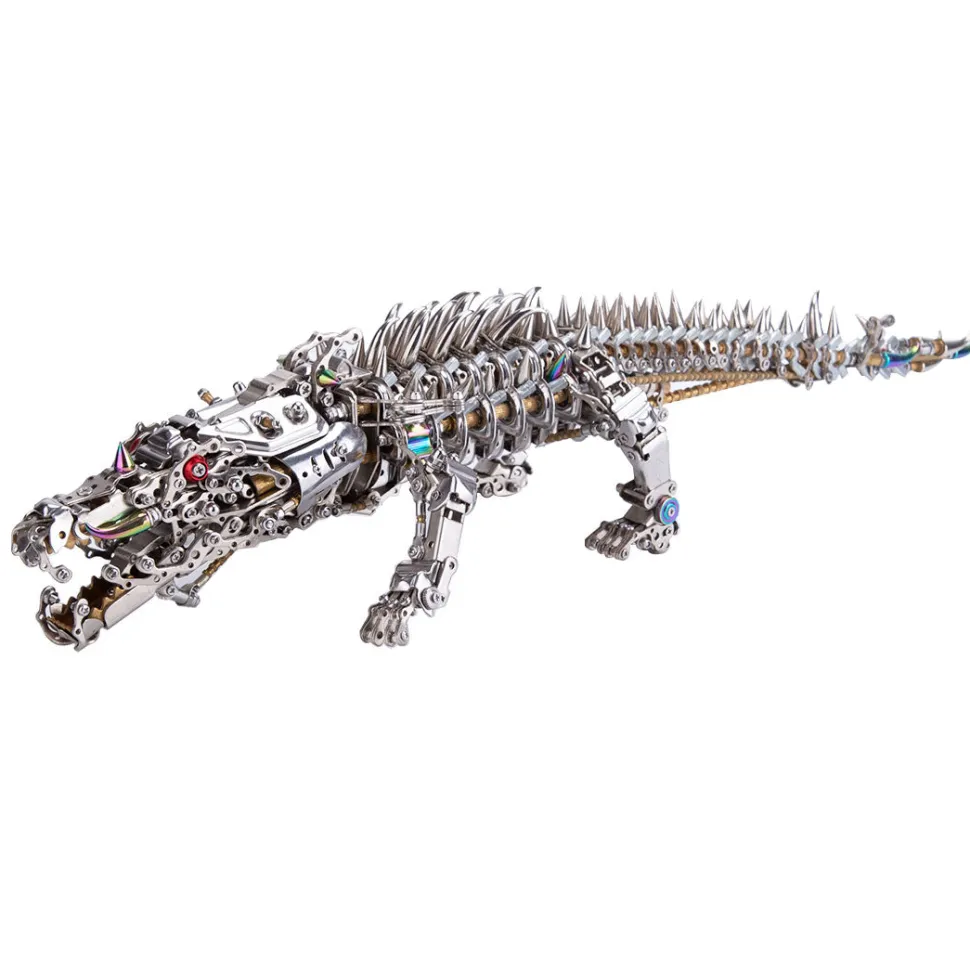 3D Metal Sleeping Crocodile DIY Metal Puzzle Model Kit Mechanical Assembly Crafts 1500+PCS