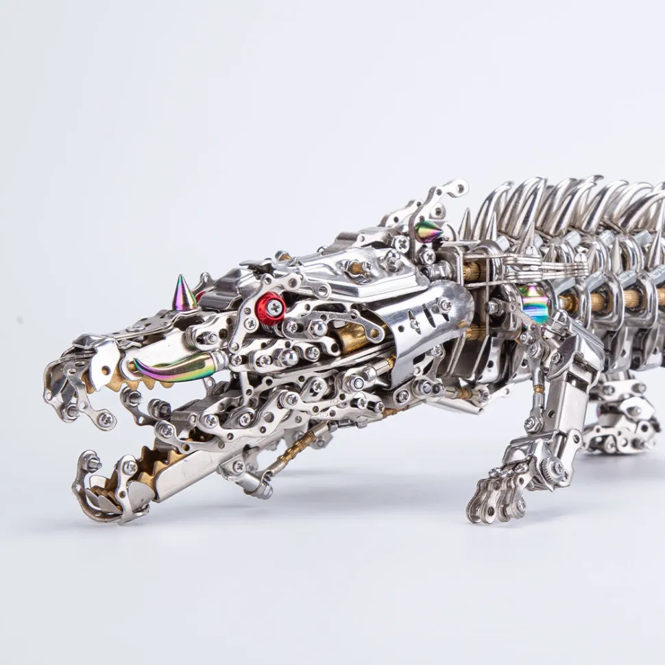 3D Metal Sleeping Crocodile DIY Metal Puzzle Model Kit Mechanical Assembly Crafts 1500+PCS