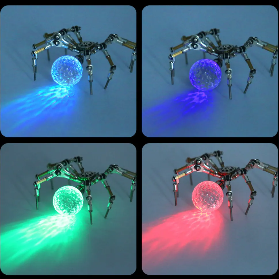 3D Metal Spider Model DIY Kits with 3CM Glowing LED Crystal Ball -270PCS+