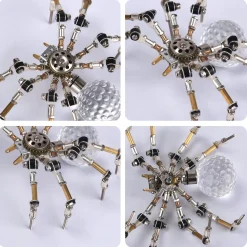 3D Metal Spider Model DIY Kits with 3CM Glowing LED Crystal Ball -270PCS+