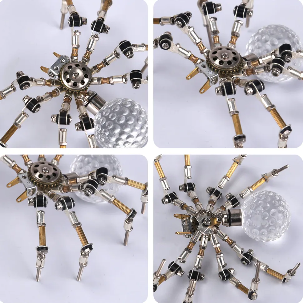 3D Metal Spider Model DIY Kits with 3CM Glowing LED Crystal Ball -270PCS+