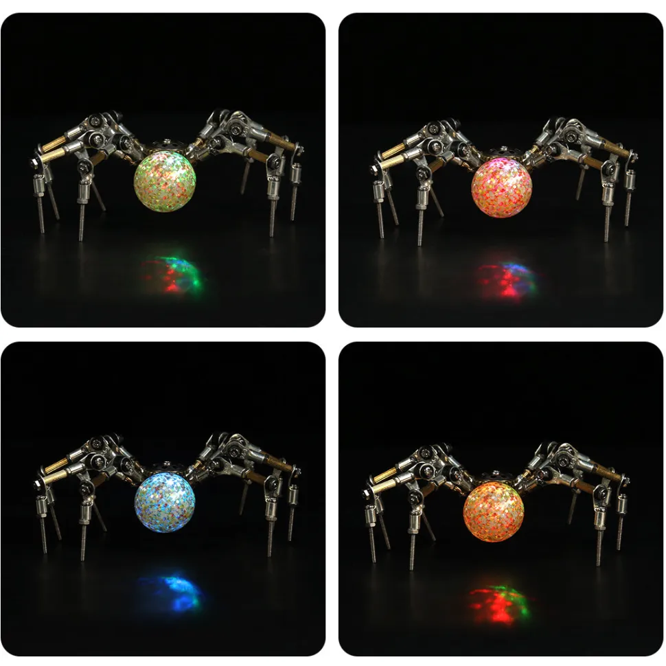 3D Metal Spider Model DIY Kits with 2CM Glowing Crystal Ball -270PCS+